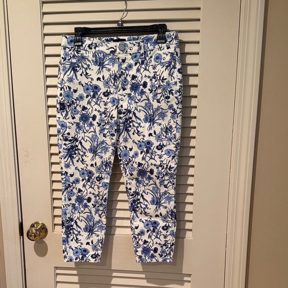Talbots Floral Print Jeggings in Blue and White size 6P